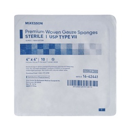[MCK-16-42441] USP Type VII Gauze Sponge McKesson Cotton 12-Ply 4 X 4 Inch Square Sterile
