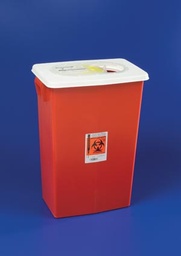 [CAR-8938] Sharps Container SharpSafety™ 26 H X 18-1/4 W X 12-3/4 D Inch 18 Gallon Red Base / Translucent Lid Vertical Entry Sliding Lid