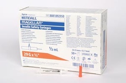 [CAR-8881892950] Insulin Syringe with Needle Magellan™ 0.5 mL 29 Gauge 1/2 Inch Attached Needle Sliding Safety Needle