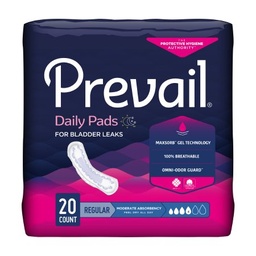 [FIQ-BC-012] Bladder Control Pad Prevail® Daily Pads 9-1/4 Inch Length Moderate Absorbency Polymer Core One Size Fits Most Adult Female Disposable