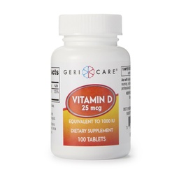 [GER-876-01-GCP] Vitamin Supplement Geri-Care® Vitamin D3 1,000 IU Strength Tablet 100 per Bottle