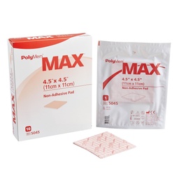 [FER-5045] Foam Dressing PolyMem® Max® 4-1/2 X 4-1/2 Inch Without Border Film Backing Nonadhesive Square Sterile