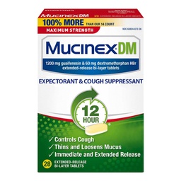[RBK-63824007236] Cold and Cough Relief Mucinex® DM 1,200 mg - 60 mg Strength Tablet 28 per Box