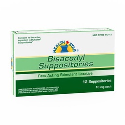 [MCK-444-12-HST] Laxative Health Star Suppository 12 per Box 10 mg Strength Bisacodyl USP