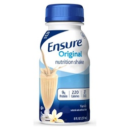 [ABB-58297] Oral Supplement Ensure® Original Therapeutic Nutrition Shake Vanilla Flavor Ready to Use 8 oz. Bottle