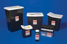 [CAR-8607RC] RCRA Waste Container SharpSafety™ 17-3/4 H X 11 D X 15-1/2 W Inch 8 Gallon Black Base / White Lid Vertical Entry Gasketed Hinged Lid