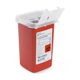 [MCK-065] Sharps Container McKesson Prevent® 6-1/4 H X 4-1/4 W X 4-1/4 D Inch 1 Quart Red Base / Translucent Lid Vertical Entry 3 Hinged Snap On Lid