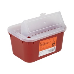 [MCK-101-8703] Sharps Container McKesson 5 H X 10 W X 7 D Inch 1 Gallon Red Base / Translucent Lid Horizontal Entry Hinged Snap On Lid
