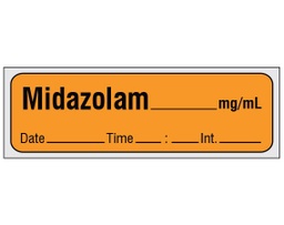 [SHM-SA-212-DTI-PRE] Drug Label Shamrock Anesthesia Label Midazolam_mg/mL Orange 1/2 X 1 Inch