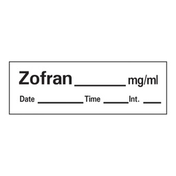 [PDC-AN-58] Drug Label Barkley® Anesthesia Label Tape Zofran_mg/mL Date_Time_Int_ White 1/2 X 1-1/2 Inch