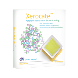 [CIR-261944] Xerocate Petrolatum Gauze Dressing, 4" x 4" Patch Peelable Foil Packs, 25/bx