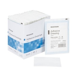 [MCK-16-4273] Adhesive Dressing McKesson 3 X 4 Inch Cotton / Polyester Rectangle White Sterile