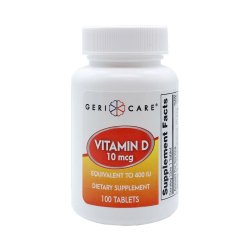 [GER-874-01-GCP] Vitamin Supplement Geri-Care® Vitamin D3 400 IU Strength Tablet 100 per Bottle