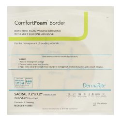 [DEM-43880] Foam Dressing ComfortFoam™ Border 7-1/5 X 7-1/5 Inch With Border Waterproof Backing Silicone Adhesive Sacral Sterile