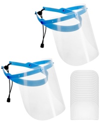 [QWO-QS30809] Face Shield One Size Fits Most Full Length Anti-fog Disposable NonSterile 2 Support Frame + 20 Replaceable Visors