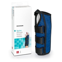[MCK-155-79-87060] Wrist / Forearm Brace McKesson Aluminum / Nylon / Foam / Flannelette Left Hand Black / Blue One Size Fits Most