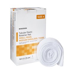 [MCK-MSVP114706] Elastic Net Retainer Dressing McKesson Tubular Elastic 18-1/2 Inch X 25 Yard (47 cm X 22.9 m) Size 6 White Small Head / Medium Shoulder / Thigh NonSterile