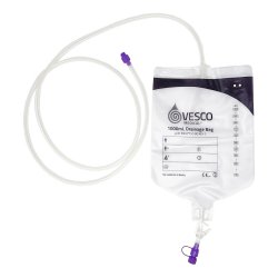 [VES-VED-012EO] Enteral Drainage Bag with ENFit™ Connector Vesco Medical™ 60 Inch Tubing 1000 mL Sterile