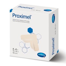 [HAR-14200000] Foam Dressing Proximel® 4 X 4 Inch With Border Waterproof Film Backing Silicone Adhesive Square Sterile