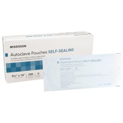 [MCK-16-6424] Sterilization Pouch McKesson Ethylene Oxide (EO) Gas / Steam 5-1/4 X 10 Inch Transparent Blue / White Self Seal Paper / Film