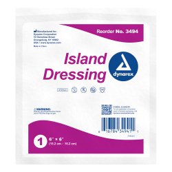 [DYX-3494] Adhesive Dressing Dynarex 6 X 6 Inch Nonwoven / Cotton Square White Sterile