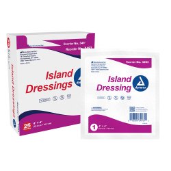 [DYX-3493] Adhesive Dressing Dynarex 4 X 4 Inch Nonwoven / Cotton Square White Sterile