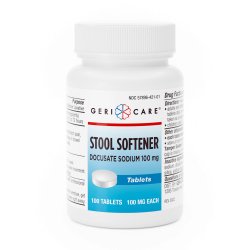 [GER-421-01-GCP] Stool Softener Geri-Care® Tablet 100 per Bottle 100 mg Strength Docusate Sodium