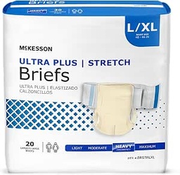 [MCK-BRSTRLXL] Unisex Adult Incontinence Brief McKesson Ultra Plus Stretch Large / X-Large Disposable Heavy Absorbency