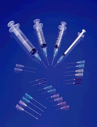 [EXE-26111] Syringe &amp; Needle, Luer Lock, 3cc, Low Dead Space Plunger, 25G x 1&quot;, 100/bx, 10 bx/cs (28 cs/plt)